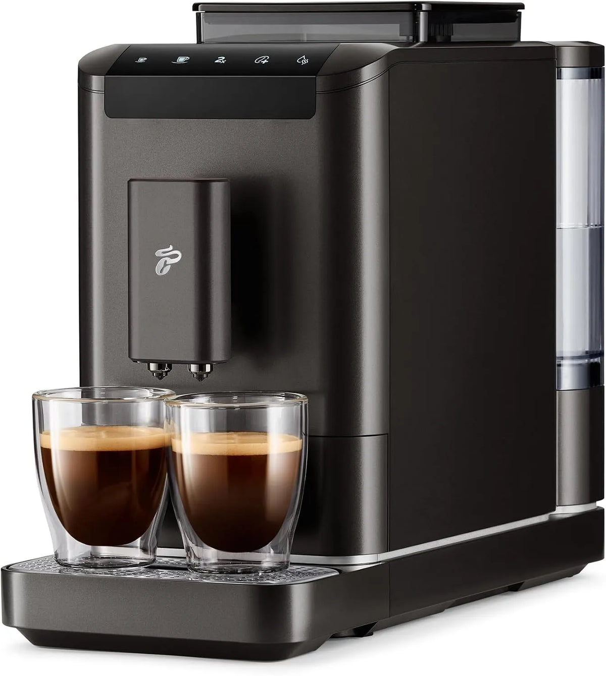Tchibo 2-Tassen-Funktion Esperto2, Plně automatické kávovary, kávovar Caffè s 2-pohár funkcí pro Caffè Crema a Espresso, Granit černá, Černá