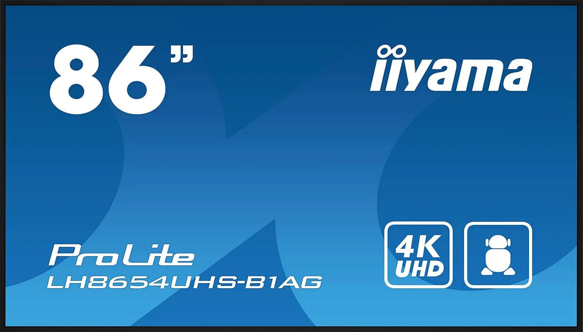 iiyama LH8654UHS-B1AG USB2.0, Součásti a náhradní díly, Prolite 217cm 85, 6 'Digitální signage displej IPS LED Panel 4K UHD VGA DVI HDMI, Černá