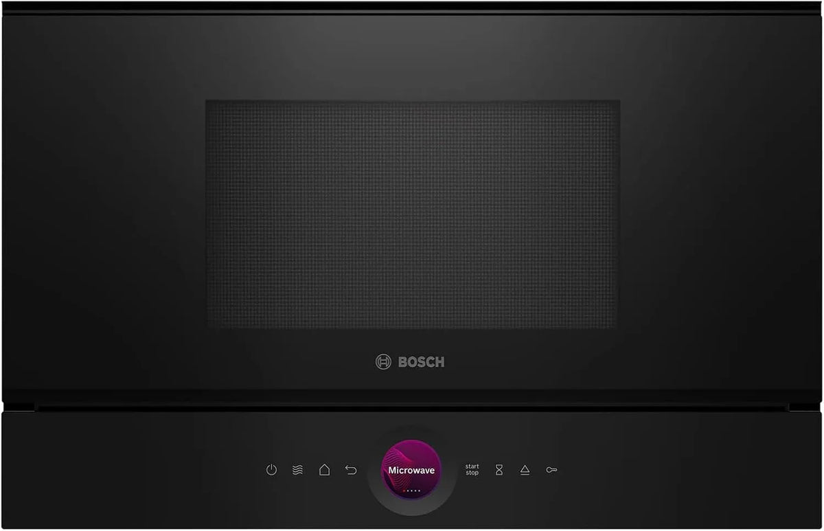 Bosch BER7321B1, Samostatné mikrovlnné trouby, série 8 built- in mikrovlnné, černá, 38 x 60 cm, 900W, dorazová zastávka vpravo