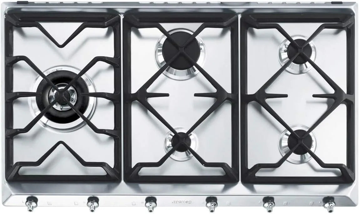 Smeg gxbe5, Varné desky, až 97 stolů Gas- Kochfeld nerezová ocel, Stříbrná, 97 g, 5 kW, 482x839, 844 mm
