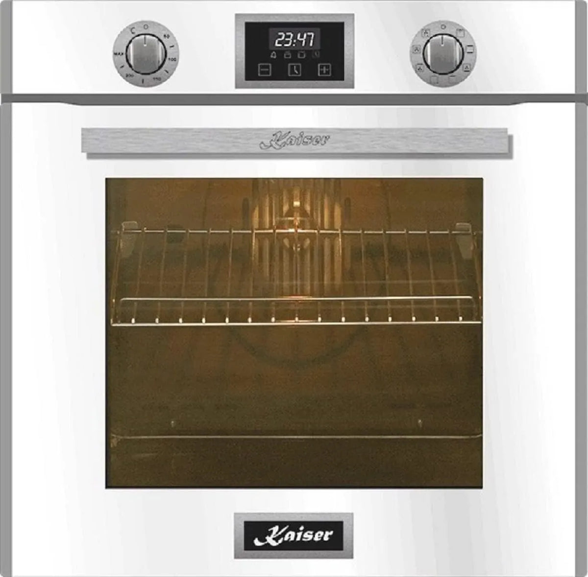 Kaiser, Trouby, 79L built- v pečící troubě 60 cm EH 6326 Bílé sklo, Multi 10 funkcí, elektrická, Bílá, 79L, 60 cm, 2 × 2, 4 × 54