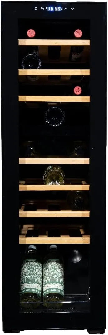 Vinata WK-76B-VG, Chladničky na víno a sekt, černé dveře - 27 lahví vína klimatizace lednice, ocelové sklo, černé, Černá, 27 l, 12 l, 15 l