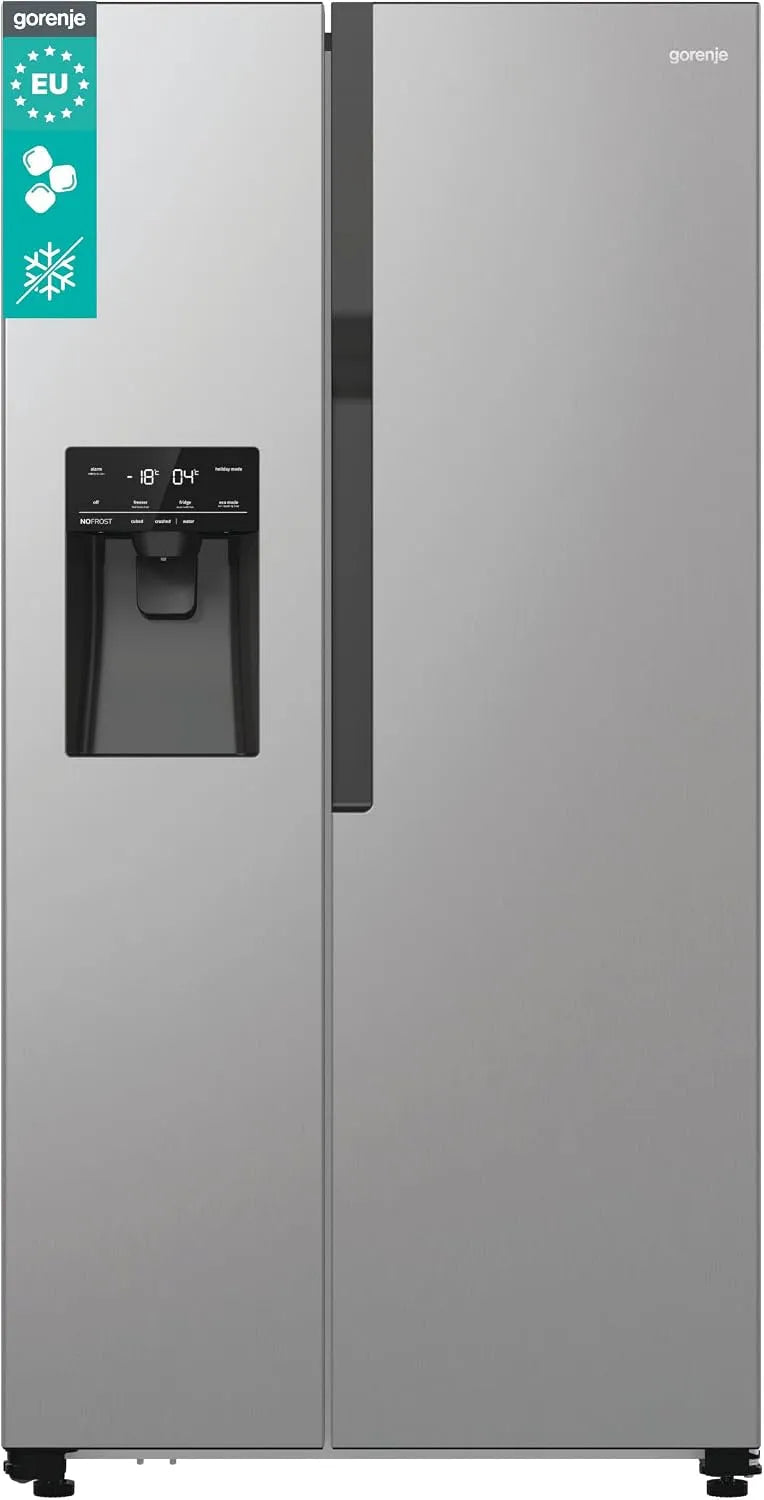 Gorenje NRR9185ESXL, Kombinované chladničky s mrazákem, Side-by-Boční s vodní a ledovou kostkou dávkovačem, 566 L, vodní nádrž, CripZone, Šedá