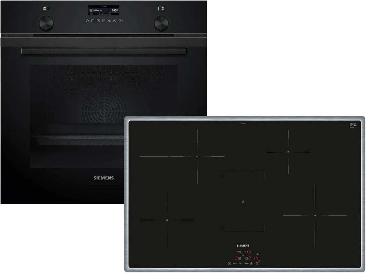 Siemens PQ524IA3BZ HB279GBB3, Sety sporáku a trouby, Sada Pyrolýzní trouba Deep černá Inox + samostatná indukční sporák EH845BFB5E
