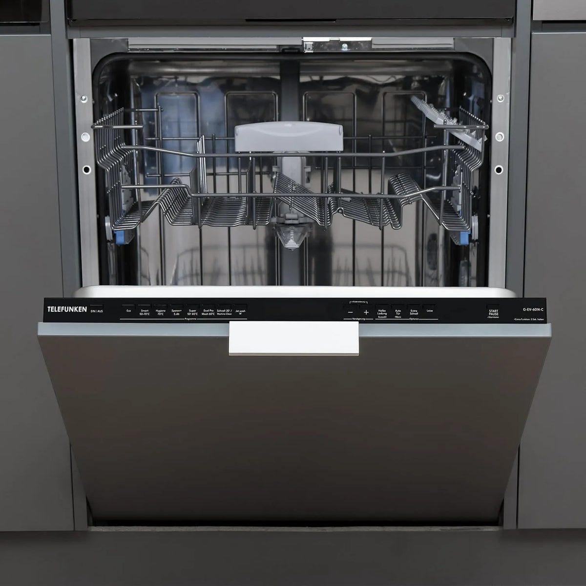 TELEFUNKEN G-EV-6014-C, Myčky nádobí, 60 cm, myčka plně integrovaná 60 cm 12 standardní nastavení, Stříbrná, 0, 725 kW, 5 cm, 5.4 l