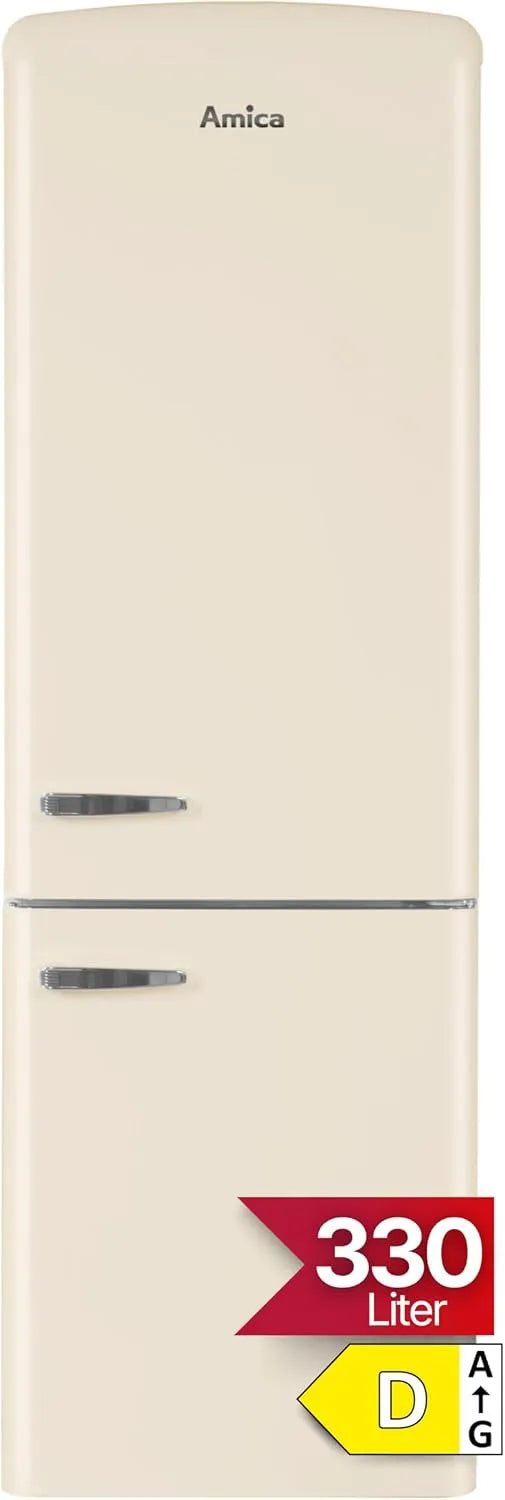 Amica, Kombinované chladničky s mrazákem, Retro Chladnokrevno- Mrazicí kombinace 330L 199 x 60 x 72, 5 cm KGCR 387 109 B, Bílá, 330L