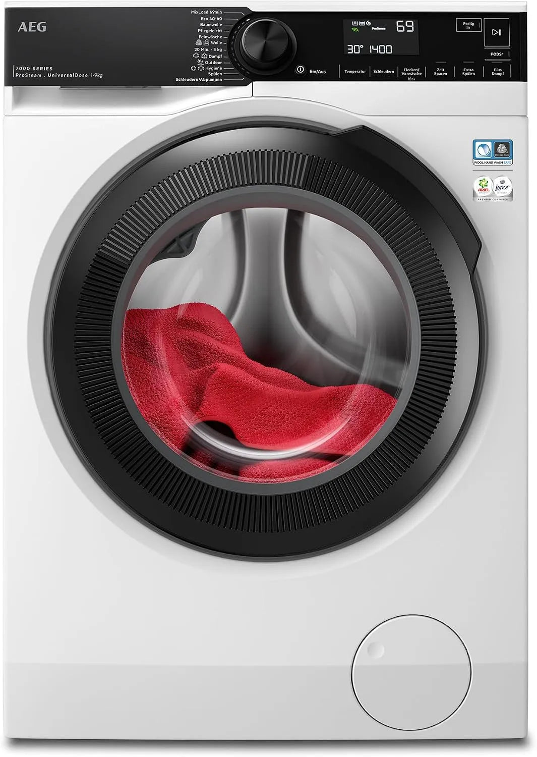 AEG 1600U LR7EA75690, Pračky, /min pračka 9kg řady 7000 ProSteam - Parní program - Menší žehlení a svěžest, Bílá, 1600U/min, 9kg, 9W, 6W