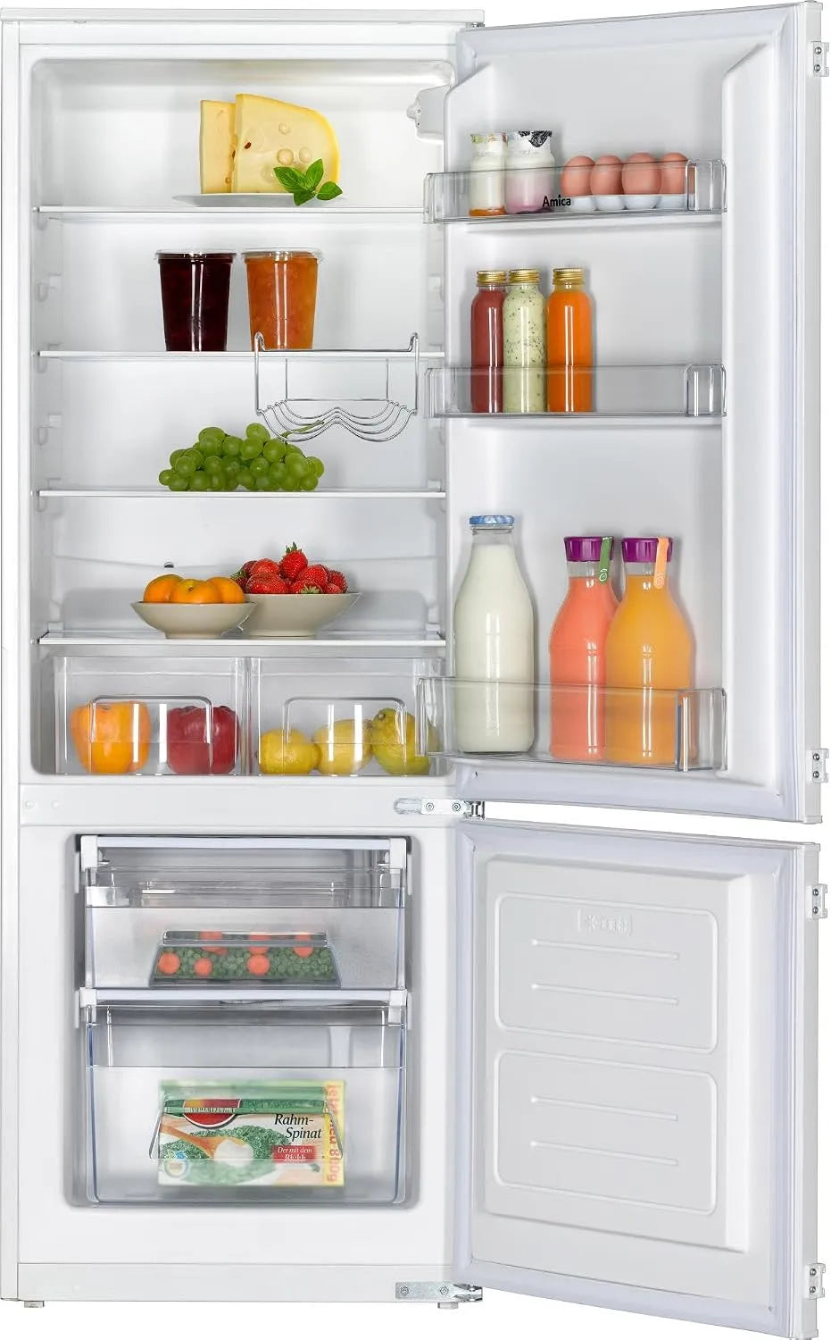 Amica, Kombinované chladničky s mrazákem, built- in lednice kombinace EKGC 16156 / 1450mm niche / drag dveře technology /, Černá, 1450mm, 212 l