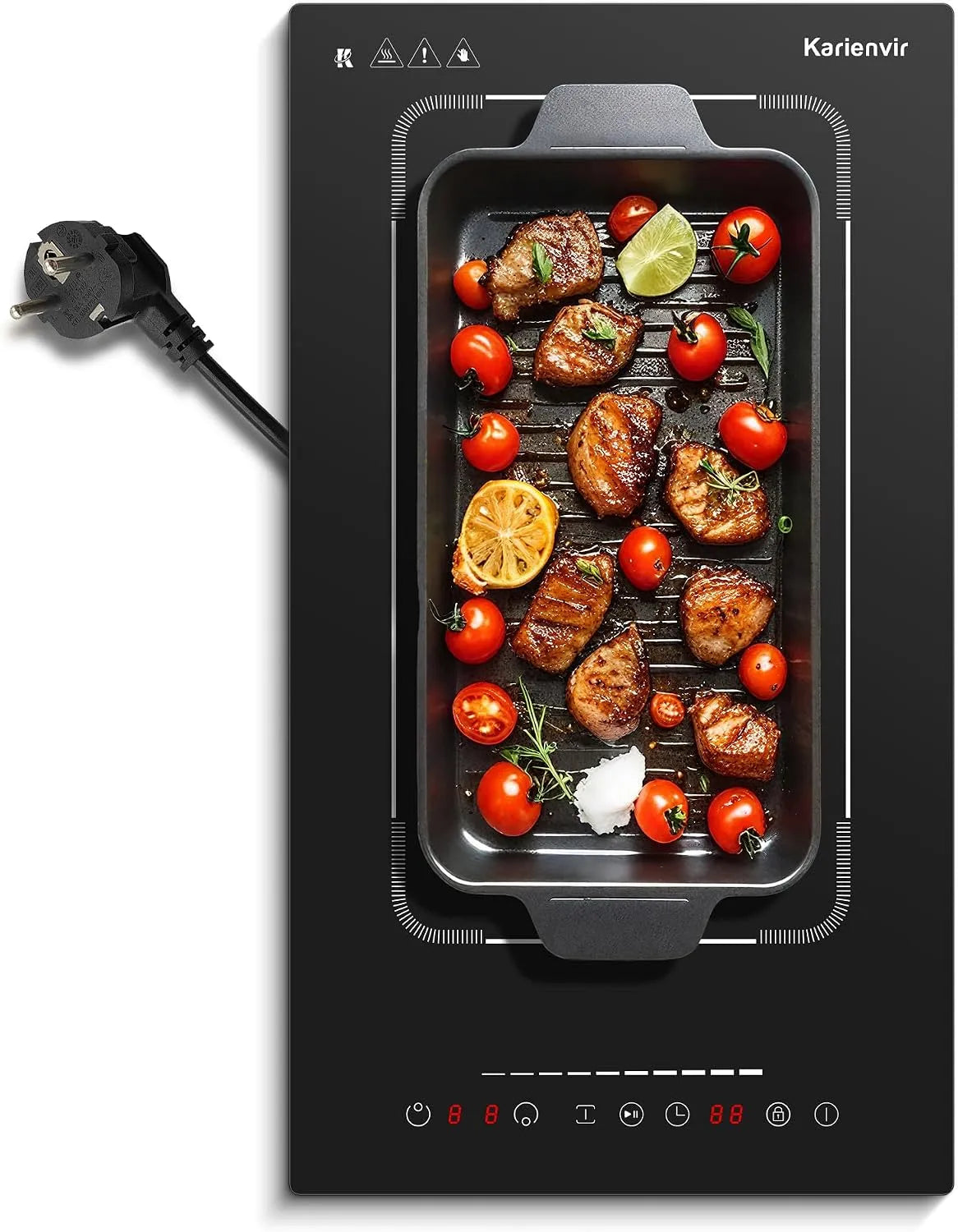 Karienvir, Varné desky, 30cm 2 desky s konektorem, 30 cm, instalovaná indukční plotýnka, vložení plotýnky, Černá, 3500W, 1500 W, 2000 W