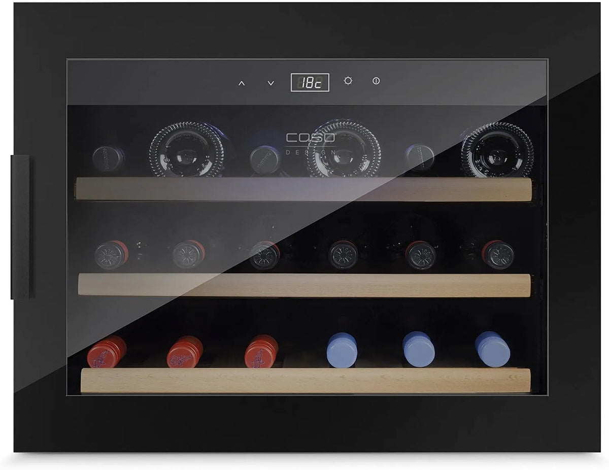 Caso, Vestavné vinotéky, WineSafe 18 EB černá Design Built- in Wine Lednice s kompresní technologií pro 18, Černá, 18 l, 310 mm, 31 cm