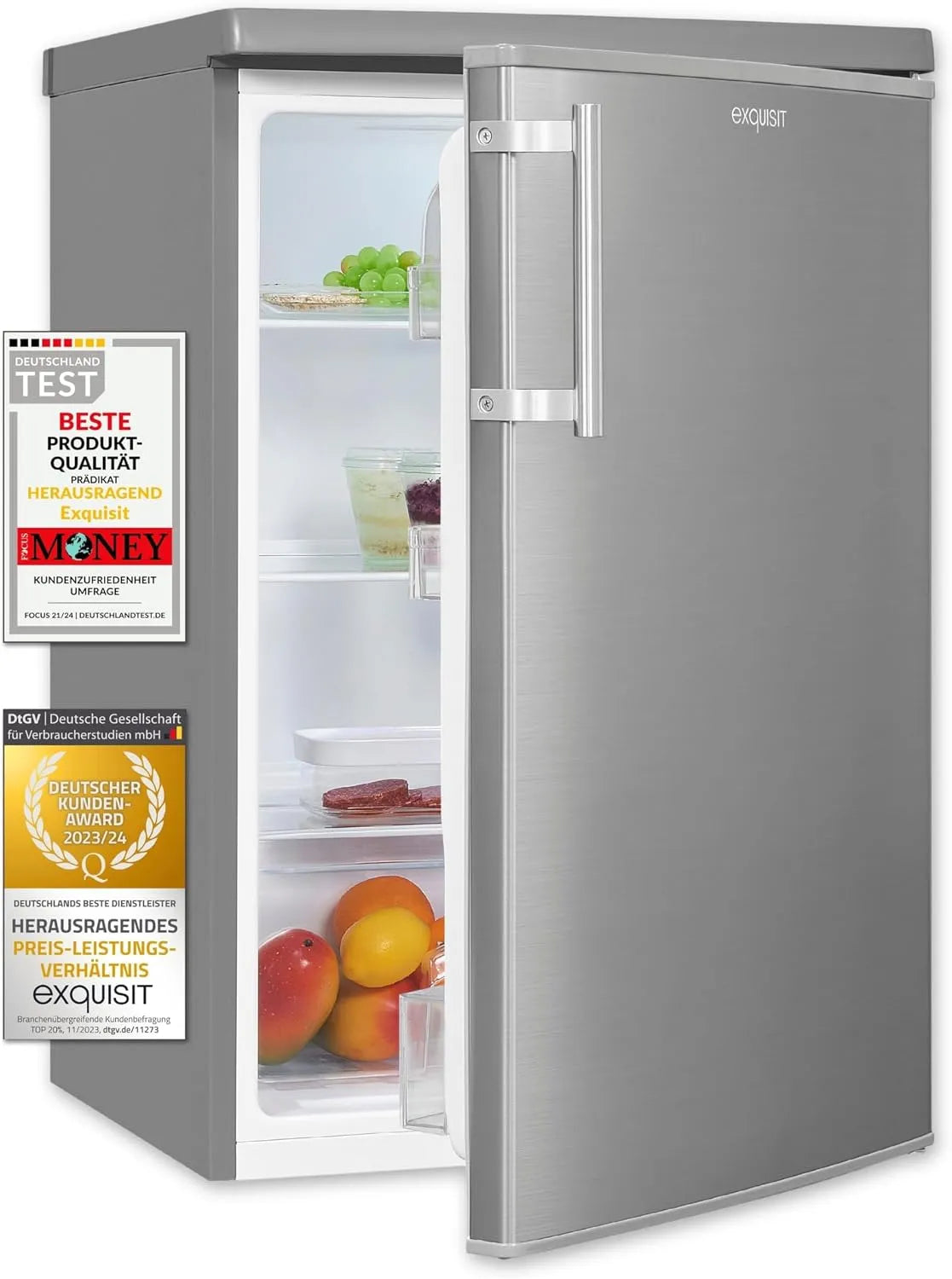 Exquisit KS16-V-H-040E, Kombinované chladničky s mrazákem, Extensible Lednice - Stojící jednotka s 127 L v Inoxlook, Bílá, 127 L, 5 x 55 x 57 cm