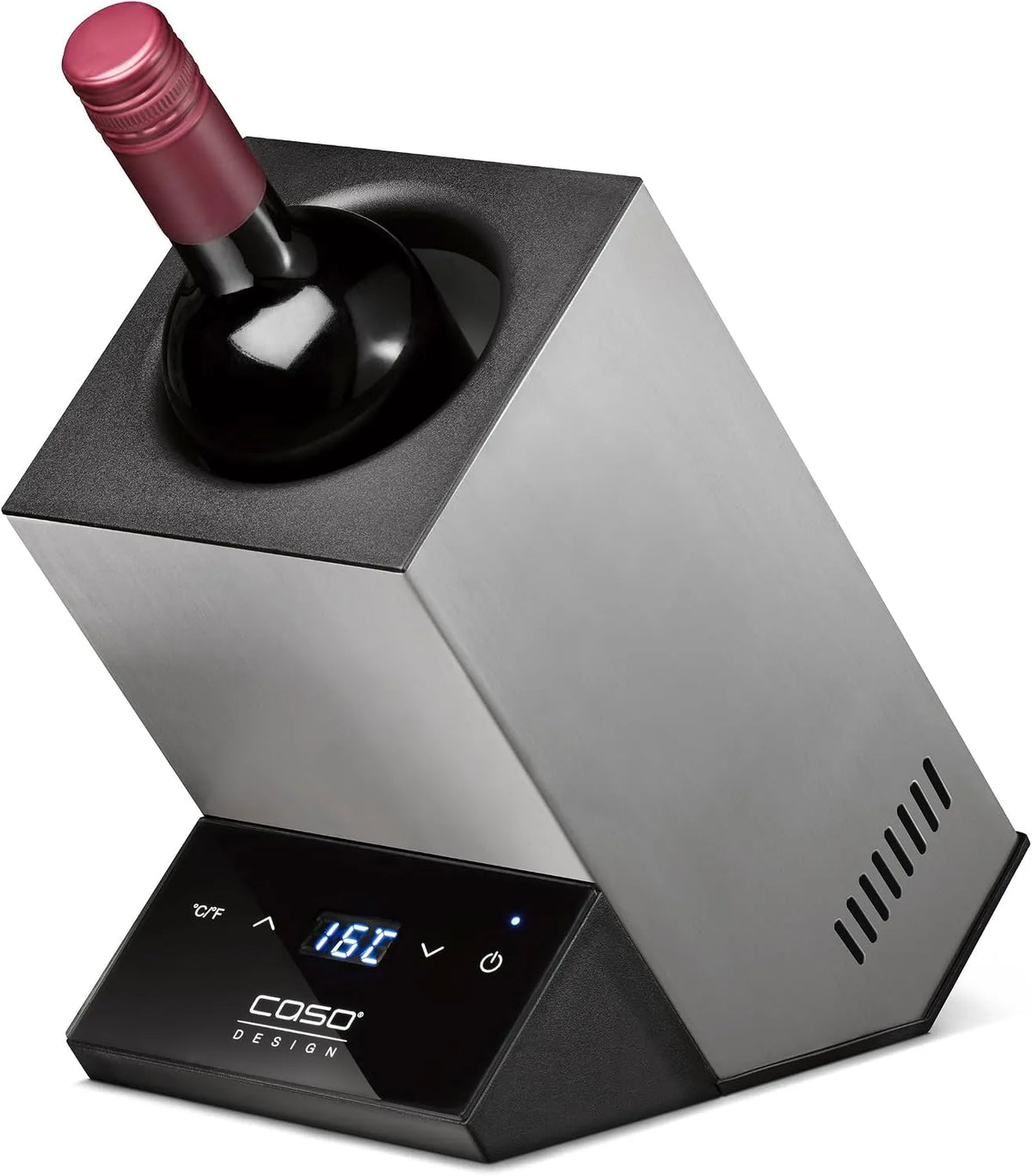 Caso, Chladničky na víno a sekt, WineCase One Inox - Design chladiče vína pro jednu láhev, teplotní rozmezí od, Stříbrná, 9 cm, 295 cm, 13, 5 cm