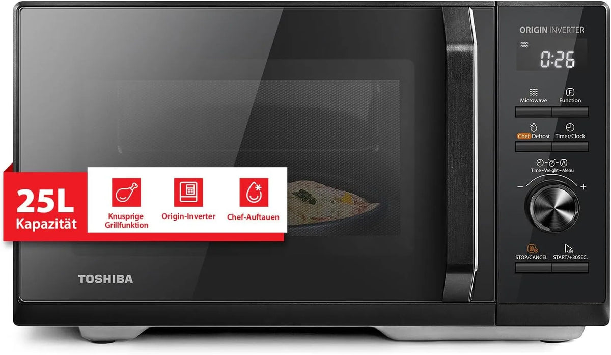 TOSHIBA MW3-AG25PFI 3-in-1, Mikrovlnné trouby s grilem, (BK) mikrovlnná trouba s funkcí grilu - 25L kombinovaná jednotka, Černá / stříbrná, 25L