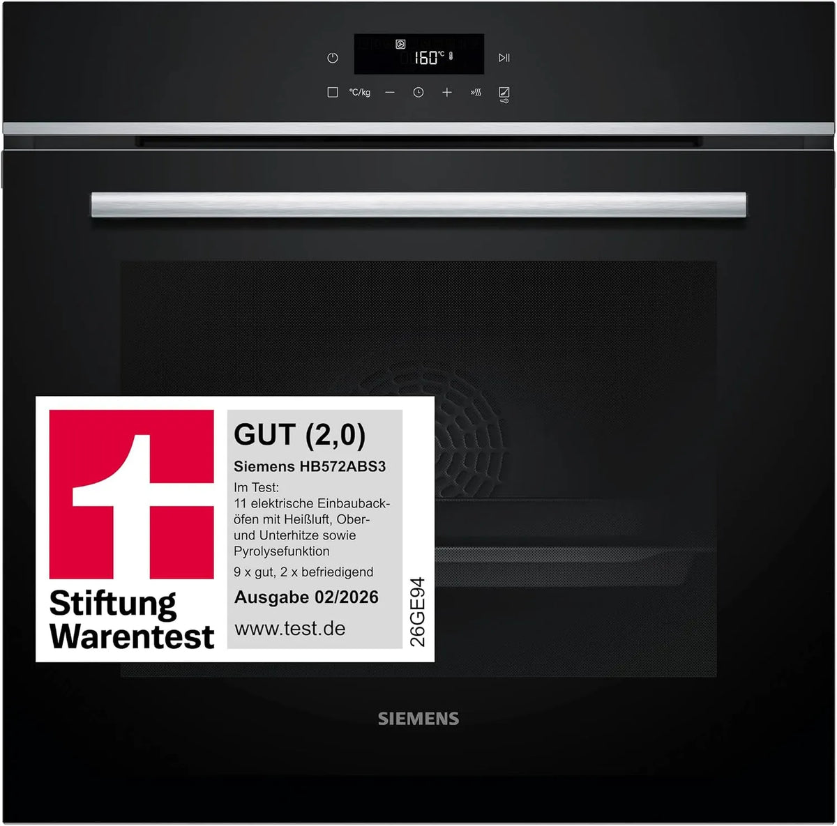 Siemens iQ300 HB572ABS3, Trouby, built- v troubě 60 x 60 cm nerezové oceli airFry, Stříbrná, 60 x 60 cm, 26G