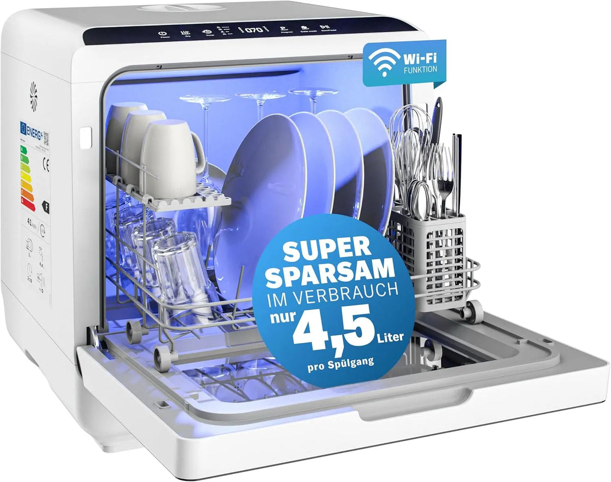 Monzana, Stolní myčky nádobí, ® stolní myčka bez připojení k vodě App Funkce ekonomická spotřeba 4.5L 6, Bílá, 4.5L, 45cm, 45x44x46cm, 27cm