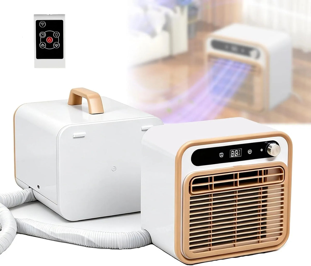 YXYLJOZ 12-Stunden-Timer 1500-W-Klimaanlage, Mobilní klimatizace, Tichý 1500 W klimatizátor vzduchu s 130 m3 / h proudění vzduchu, přenosný štípaný