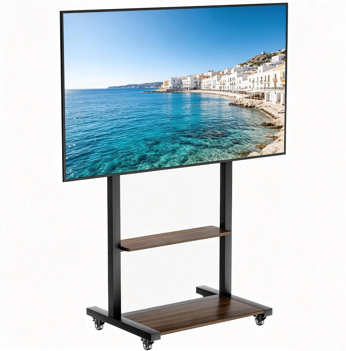 unho, Stojanové nohy, TV stojan Rollable, TV stojan výška nastavitelná s policí, TV stojan Univerzální, Černá, 40 ', 100', 800x600mm, 100kg