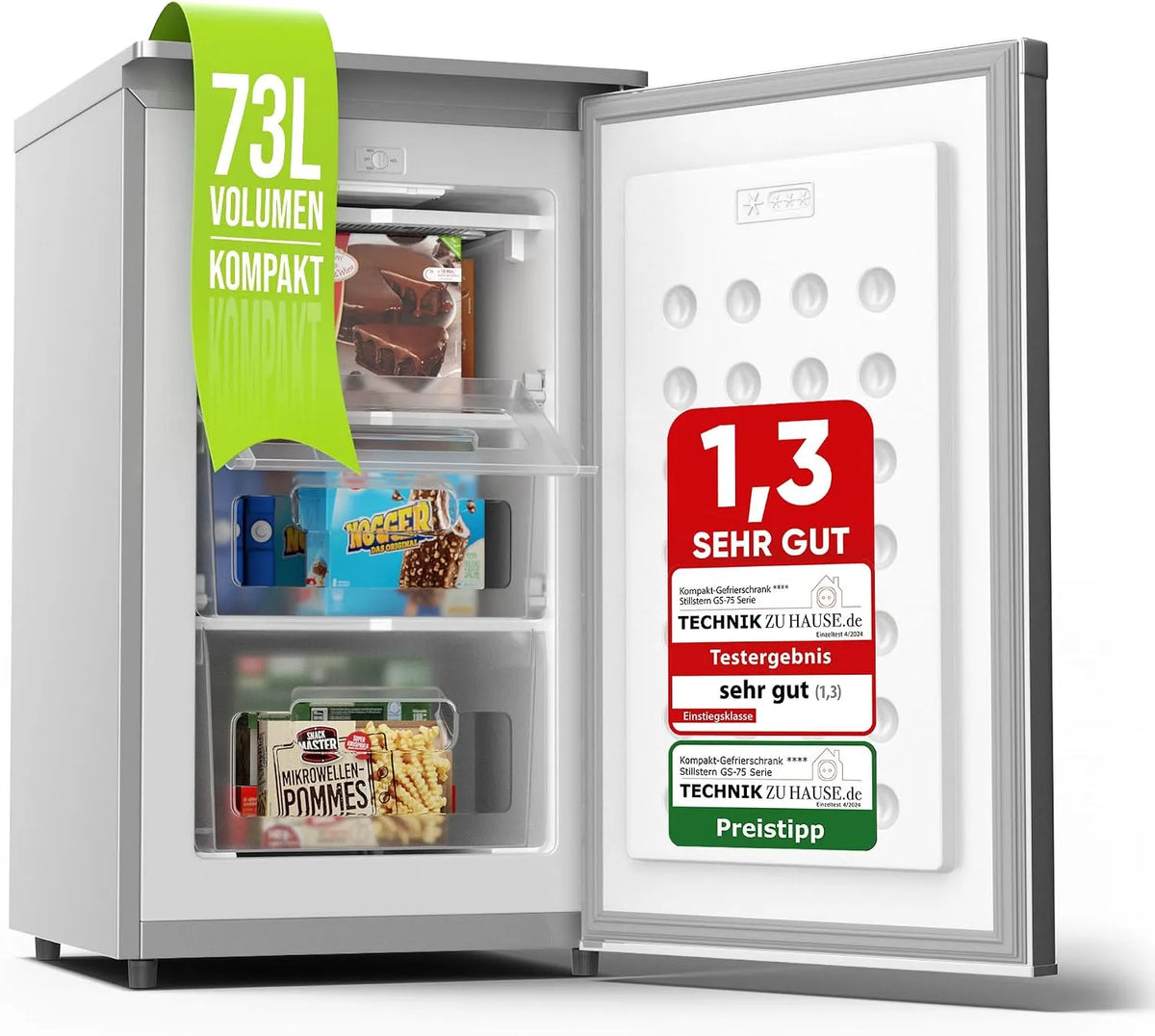 Stillstern 4-Sterne-Gefrierfach R600A, Zmrazovací zařízení, Malý (73L) 4hvězdičkový mrazící prostor -18 ° C. Energy- efektivní Mini Mrazicí