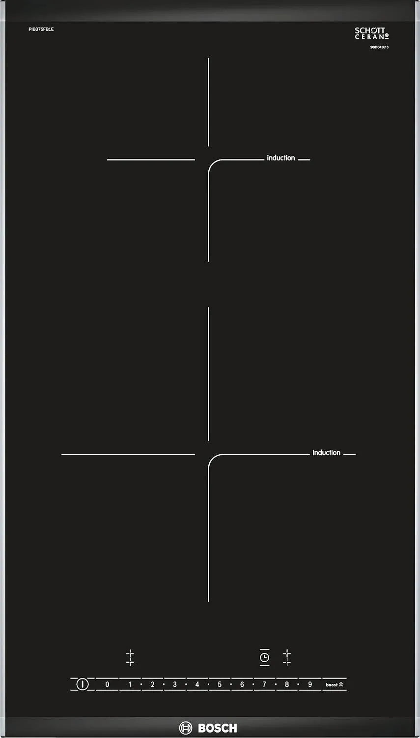 Bosch PIB375FB1E, Varné desky, ová série 6 Domino Induction Cooktop, 30 Široký, PowerBoost rychlejší vaření, Černá