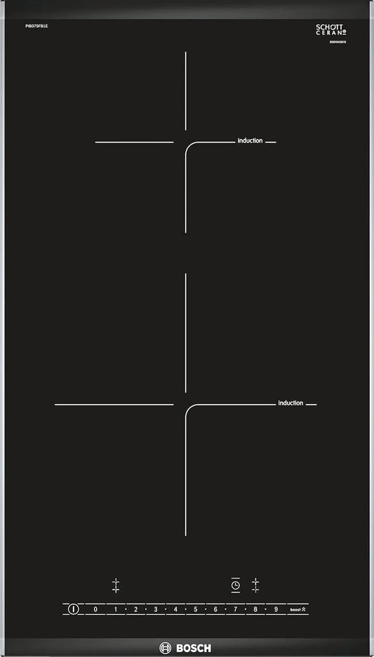 Bosch PIB375FB1E, Varné desky, ová série 6 Domino Induction Cooktop, 30 Široký, PowerBoost rychlejší vaření, Černá
