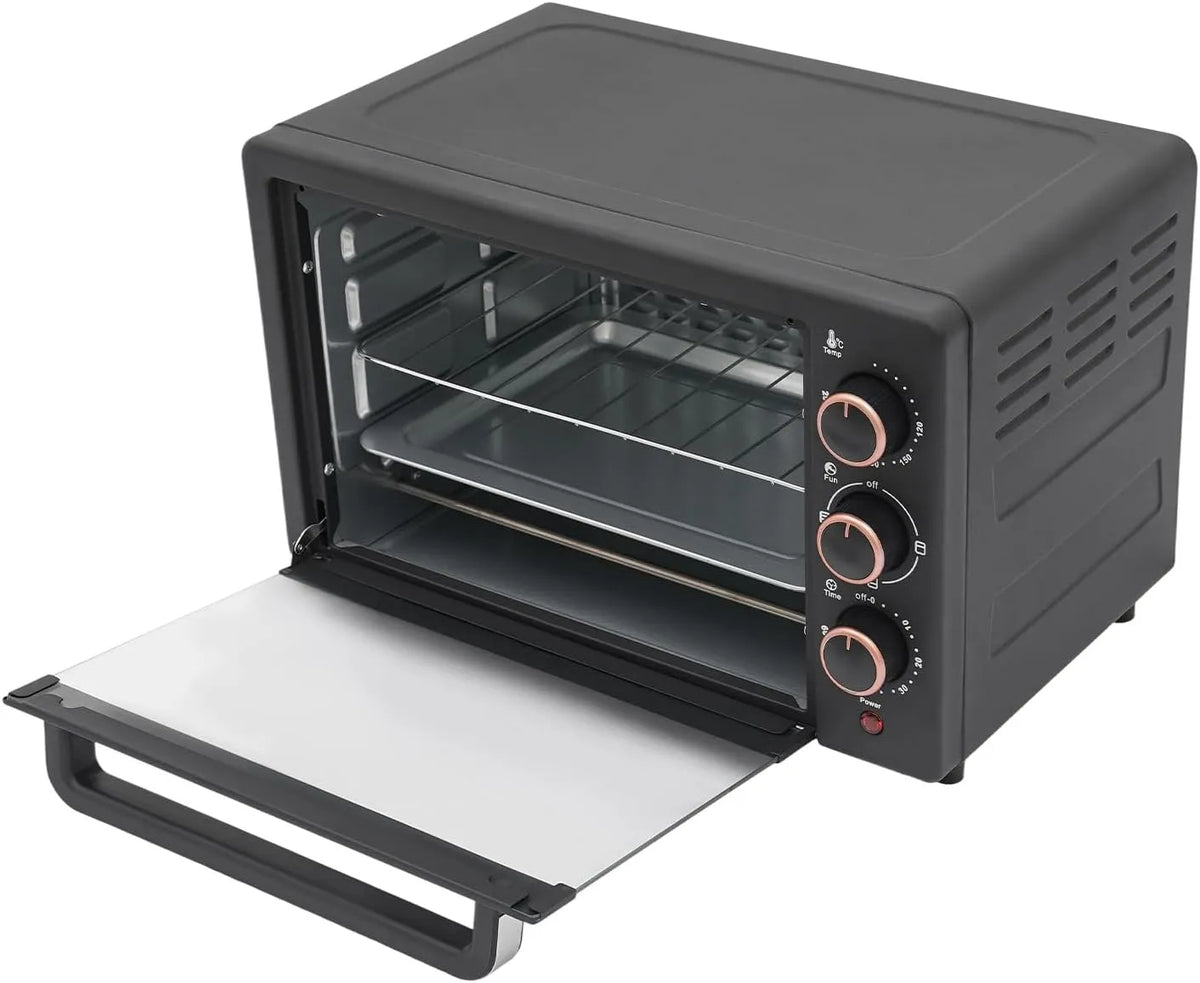 Fridgestea 60-Minuten-Timer, Mini trouby, 22L Mini trouba s výkonem 1000W a 4 topné trubky - Mini trouba teplota 120-250 °, Černá / stříbrná, 22L
