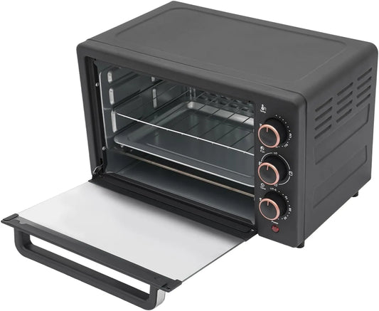 Fridgestea 60-Minuten-Timer, Mini trouby, 22L Mini trouba s výkonem 1000W a 4 topné trubky - Mini trouba teplota 120-250 °, Černá / stříbrná, 22L