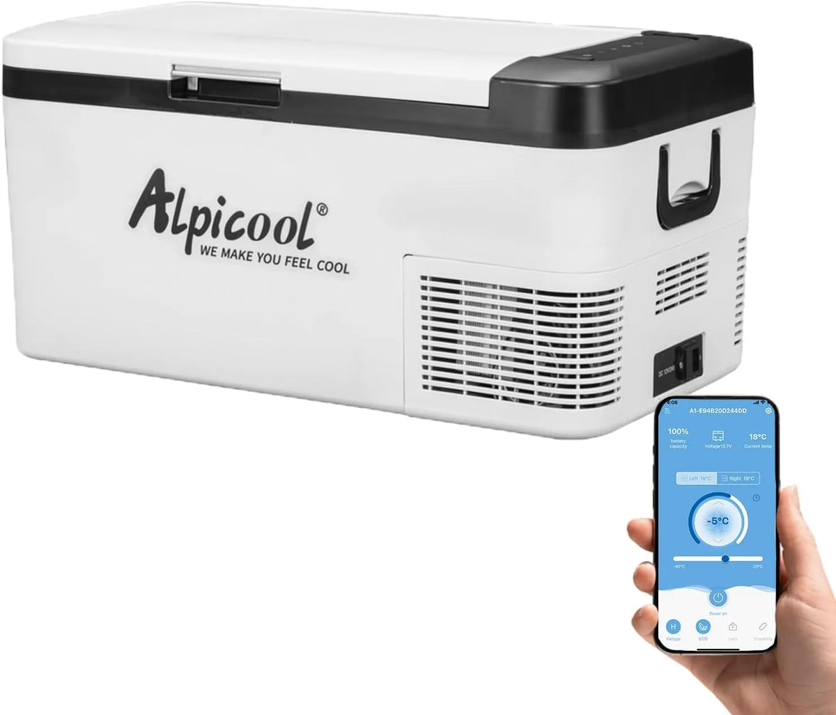 Alpicool, Chladničky, K18 18L kompresor lednice, 12v mini kempování lednice přenosná pro auto, Bílá, 18L, 12v, 24V, 2 v
