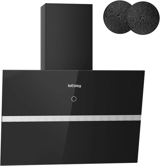 IsEasy 1-9min, Nástěnné digestoře, vzdálenost kapoty 60 cm, cirkulující vzduchová kapota s 578 m3 / h Silný sací, Černá, 60 cm, 58 dB, 5v