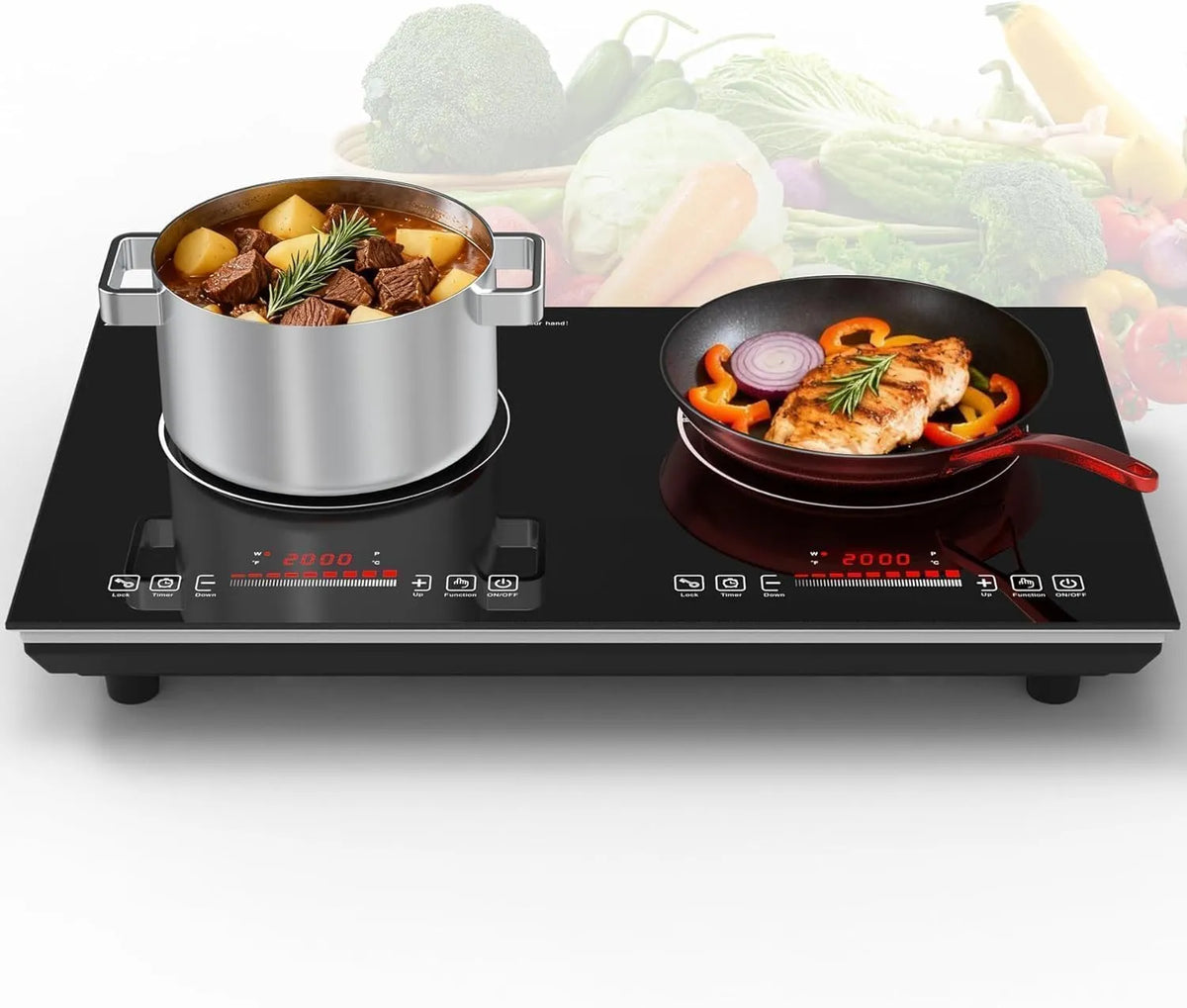 VBGK, Varné desky, indukční horká deska 2 desky, 3600 W elektrický sporák 2 hořáky s ovládáním, Černá, 3600 W, 220 v