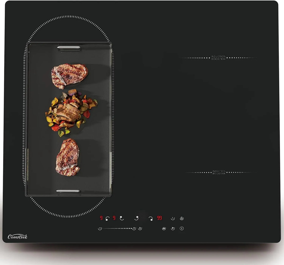 COVERCOOK 4-Zonen-Induktionskochfeld, Varné desky, 4zónová indukční sporák, elektrický sporák, 60 cm, 7000 W, integrovaná sporáková, Černá