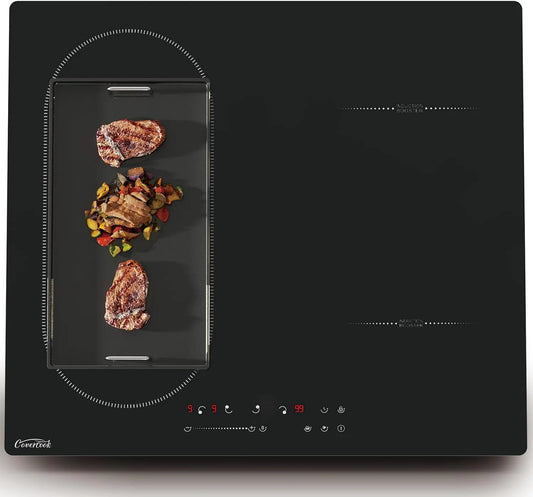 COVERCOOK 4-Zonen-Induktionskochfeld, Varné desky, 4zónová indukční sporák, elektrický sporák, 60 cm, 7000 W, integrovaná sporáková, Černá