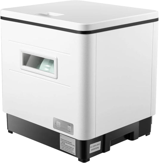 Qussse, Stolní myčky nádobí, Nerezová myčka nádobí, mini myčka nádobí, Volně stojící mini myčka pro 6, Stříbrná, 55 dB, 800W, 240V, 50 Hz