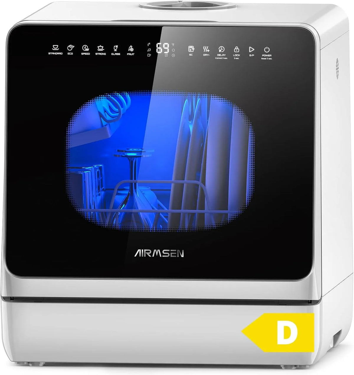 AIRMSEN 18Std 1-18h, Stolní myčky nádobí, Mini myčka nádobí, stolní myčka nádobí, mini myčka s 8 + 3 programy, 5L nádrž, Bílá, 5L, 26cm, 45cm