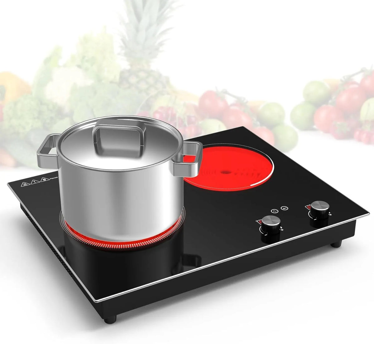 VBGK, Varné desky, Ceran Kochfeld 2 desky, 3000 W built- in a worktop coochtop 2 desky, Ceran, Černá, 3000 W, 1800W, 1200W, 220 V