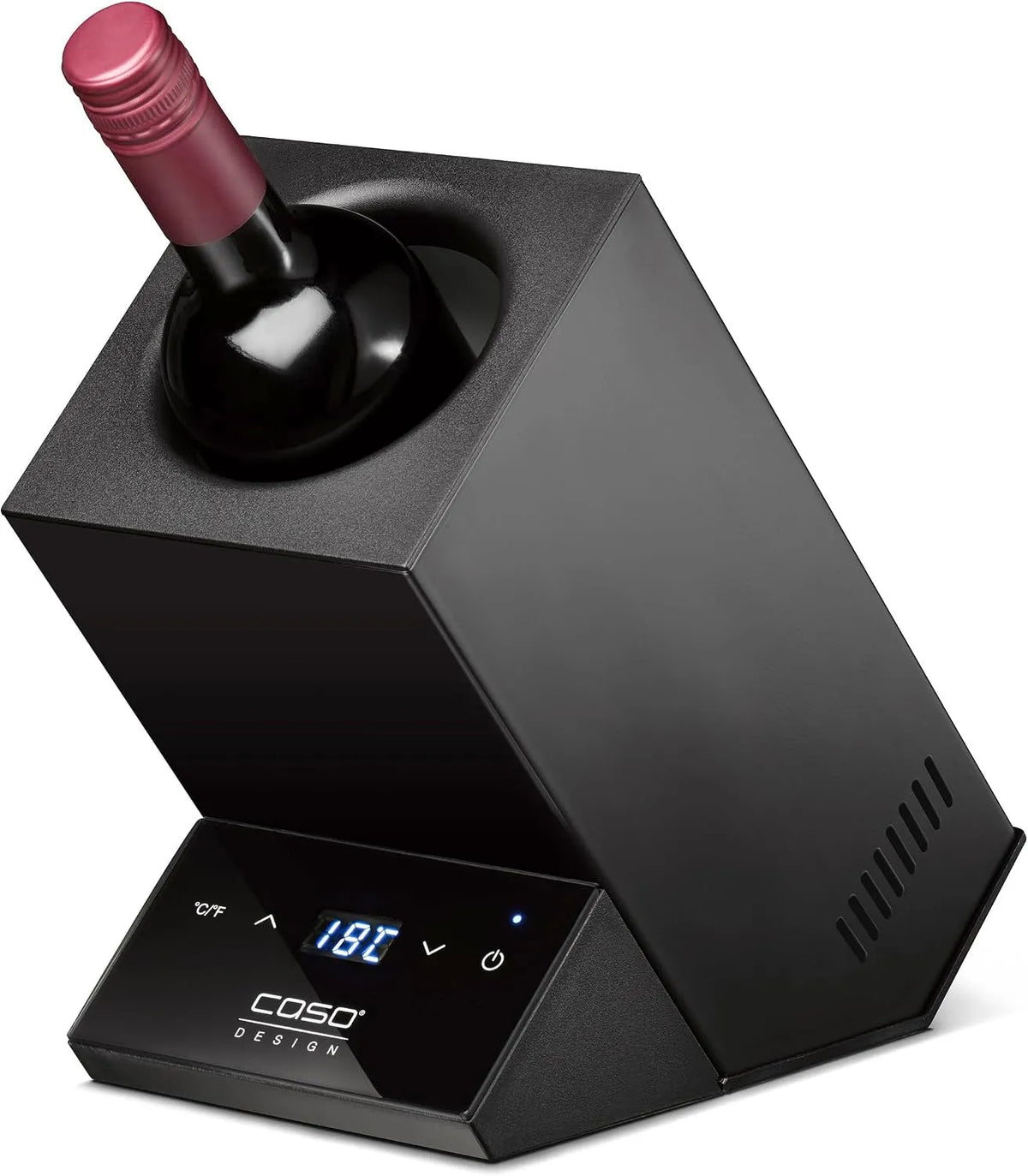 Caso, Chladničky na víno a sekt, WineCase One černá - Design chladič na víno pro jednu láhev, teplotní rozmezí od, Černá, 9 cm, 295 cm, 13, 5 cm