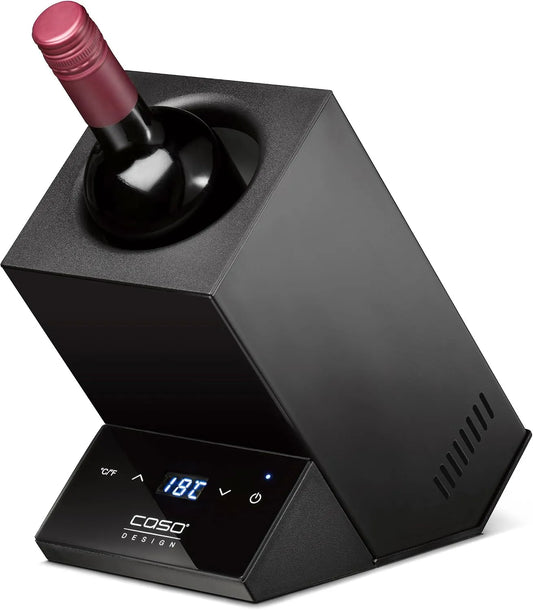 Caso, Chladničky na víno a sekt, WineCase One černá - Design chladič na víno pro jednu láhev, teplotní rozmezí od, Černá, 9 cm, 295 cm, 13, 5 cm