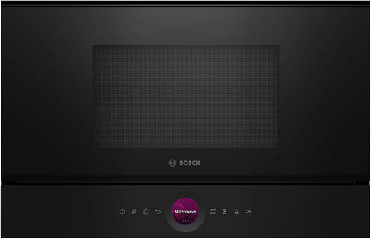 Bosch BER7321B1, Samostatné mikrovlnné trouby, série 8 built- in mikrovlnné, černá, 38 x 60 cm, 900W, dorazová zastávka vpravo