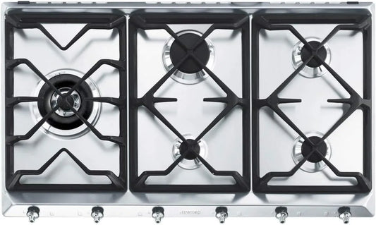 Smeg gxbe5, Varné desky, až 97 stolů Gas- Kochfeld nerezová ocel, Stříbrná, 97 g, 5 kW, 482x839, 844 mm