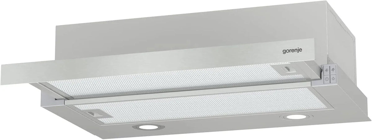 Gorenje TH62E4X, Nástěnné digestoře, rozsah kapoty / LED osvětlení / polyuretanový filtr / výfukový vzduch nebo, Stříbrná, 71 dB, 60 × 17 × 306