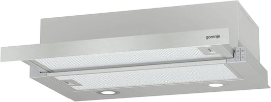 Gorenje TH62E4X, Nástěnné digestoře, rozsah kapoty / LED osvětlení / polyuretanový filtr / výfukový vzduch nebo, Stříbrná, 71 dB, 60 × 17 × 306