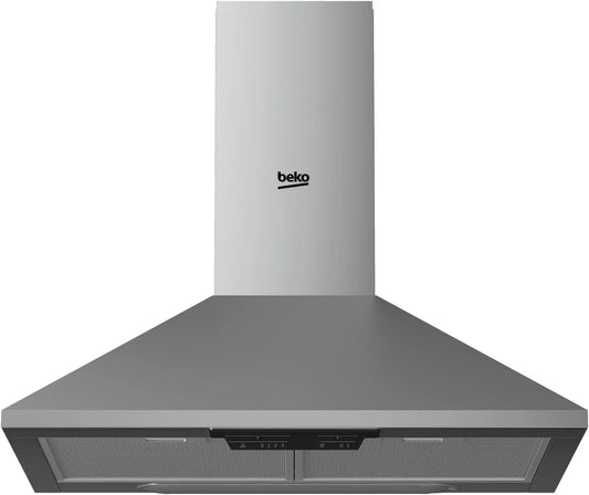 Beko HCP61310IH, Nástěnné digestoře, montovaná stěna na kapotu, komínová kapota, 3 fáze ventilátoru, easy- care kovové, Stříbrná, 68 dB