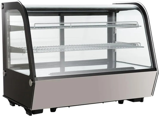 GastroHero KV-160, Chladicí vitríny, Chladicí vitrína 160 L, zakřivené čelní sklo, černá, 160 L, 160 V