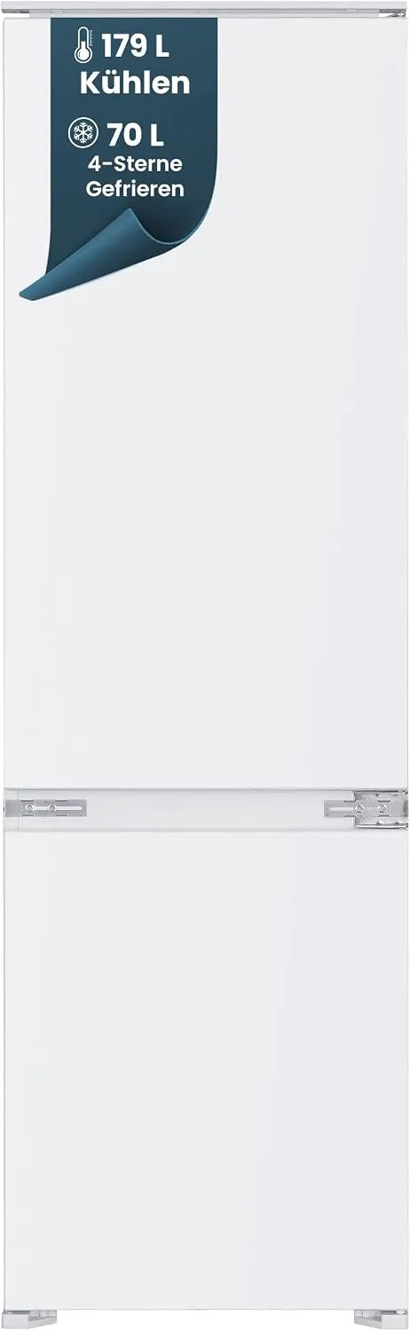 homeX CFB2491E, Kombinované chladničky s mrazákem, budova - v chladničce s mrazákem 178cm niche 249 l, Bílá, 178cm, 249 l, 179 L, 70 L