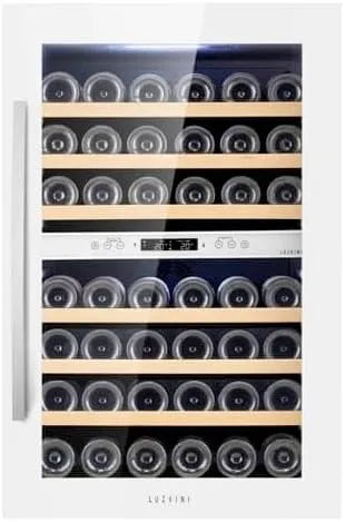 LuzVini LV42W, Vestavné vinotéky, Bílé budovy ve vinném lehátku - Vinný klimatický kabinet se 2 zónami, plně, Černá, 42W, 42 l, 41dB