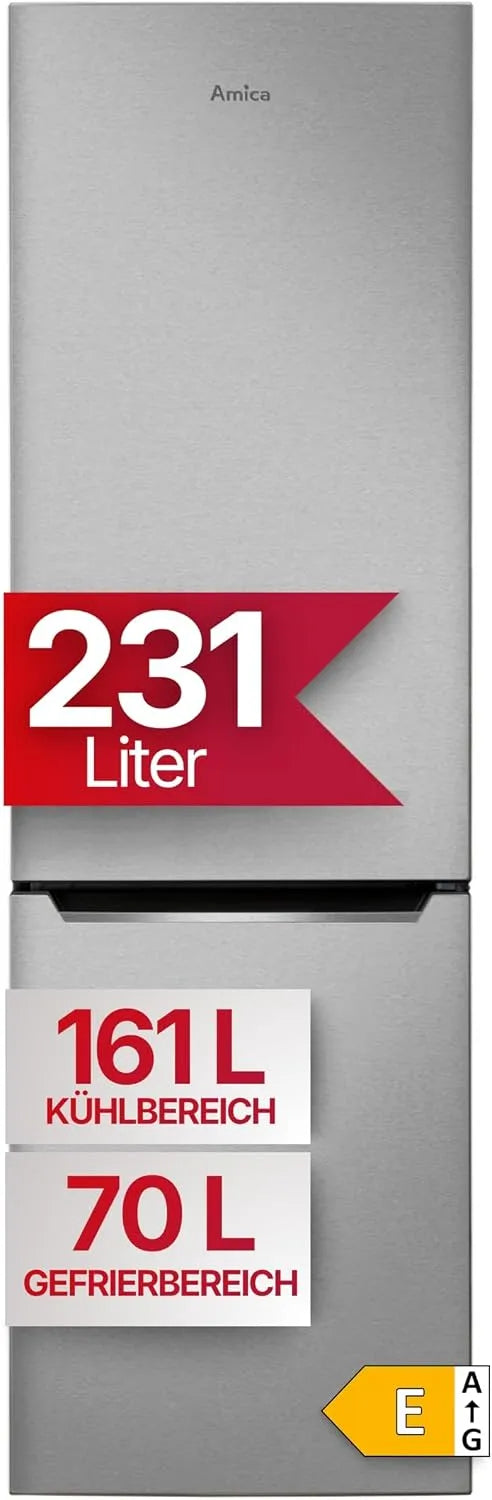 Amica 170x54x57.6, Kombinované chladničky s mrazákem, Chladič - mrazák 231 L cm KGCN 387 110 E, Bílá, 231 L, 170x54x57, 6 cm, 161 l