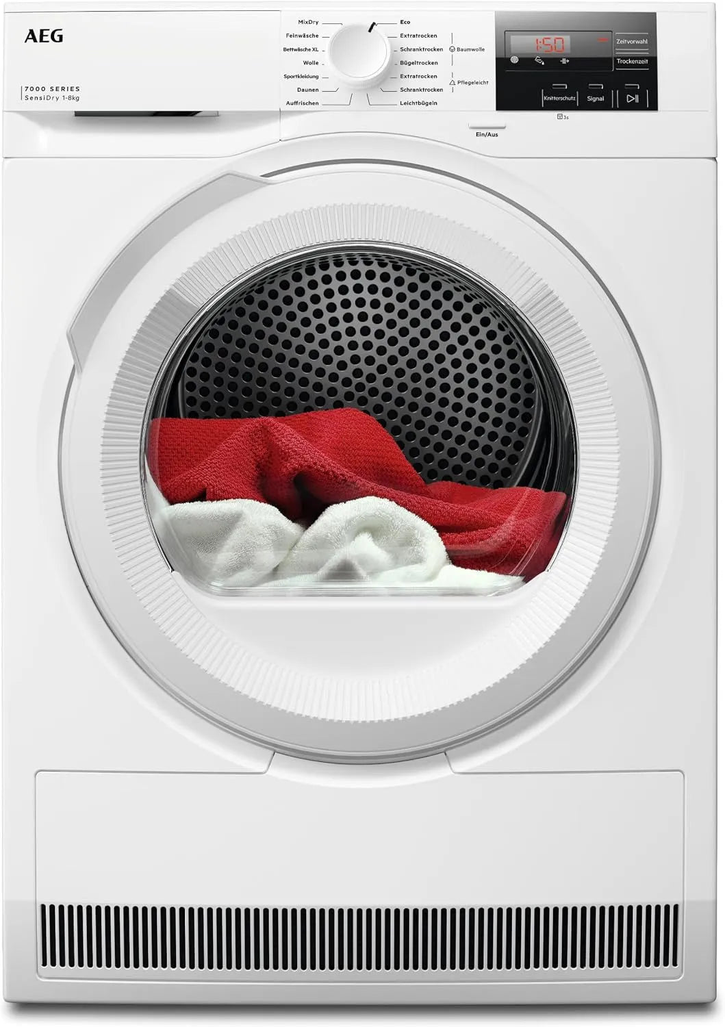 AEG TR7T50580, Sušičky s tepelným čerpadlem, vysoušeč tepelných čerpadel 8 kg, série 7000 SensiDry - Gentle & Energy- šetřící, Černá, 8 kg