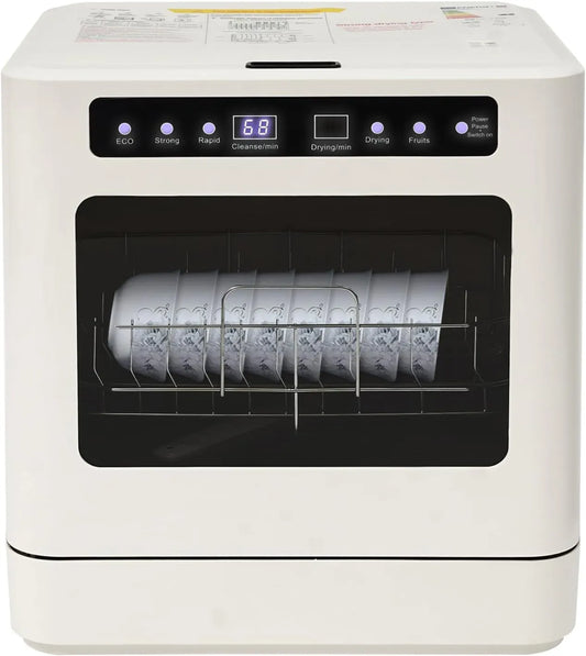 Salmeee, Stolní myčky nádobí, Stolní myčka 800W 52dB, Mini myčka pro 6-8 stropů s dotykovým provozem, Kompaktní, Bílá, 800W, 52dB, 0, 58 kW