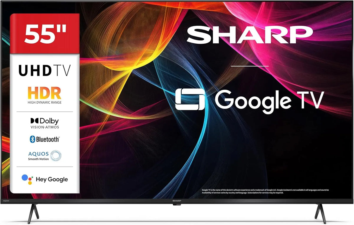 SHARP 55HL4365E HDR10, Televizory, Google TV, 55 ′ UHD, Bezrámové, 60 Hz, Dolby Vision HDR, Google Assistant with, Černá, 2x12, 1 x4