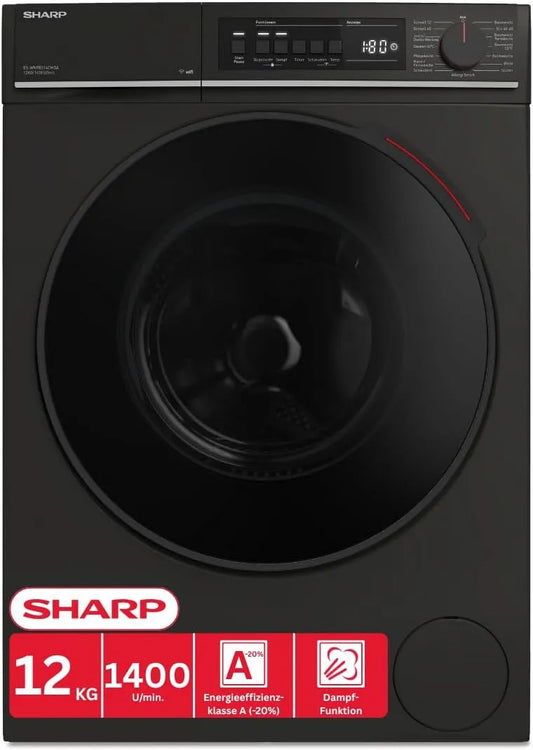 SHARP ES-WNFB214CMDA-DE A-20, Pračky, pračka (12 kg, EEK %, 1400 ot. / min.), (WiFi, měnič motoru, pára, AquaStop), Bílá, 214CM, 12 kg