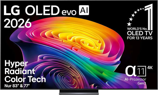 LG OLED83C6ELB Gen3, Televizory, TV 83 palců (210 cm) 4K OLED evo AI TV (α11 4K AI procesor, Webos 26, 120Hz (VRR, Černá, 210 cm, 4K, OLED